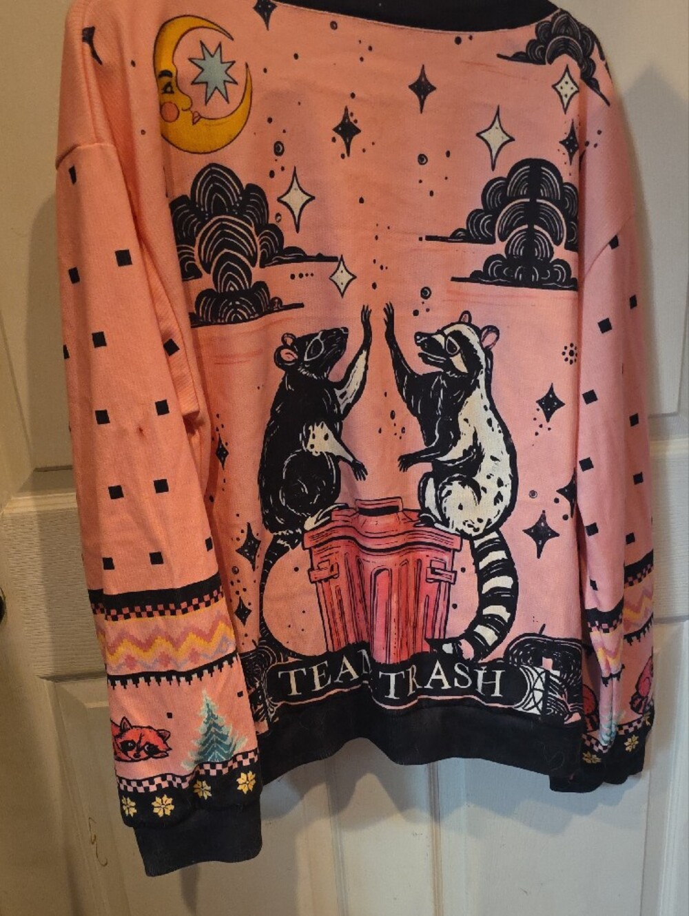 Pink Graphic Button-Front Women’s Cardigan with Raccoon Print - Picture 2 of 3